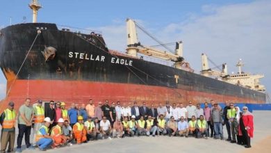 ميناء العريش يستقبل السفينة STELLAR EAGLE لتصدير 40 ألف طن ملح لكينيا