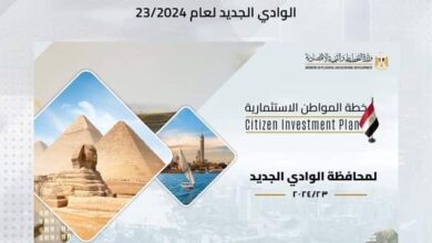 وزارة التخطيط والتنمية الاقتصادية تصدر تقريرًا حول خطة المواطن الاستثمارية لمحافظة الوادي الجديد لعام 23/202